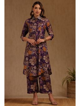 Soch - Purple Muslin Floral Print Co-Ord Set