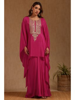 Soch - Fuchsia Crepe Embroidered Kaftan and Skirt