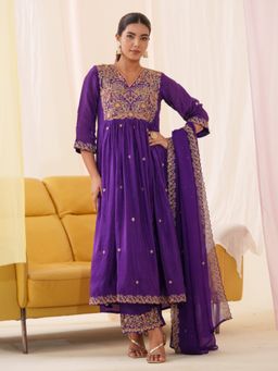 Autumnlane - Tashvika Plum Full Work Kurta and Pant with Dupatta