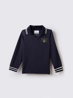 Blue Giraffe - Navy Blue Solid Polo T-Shirt