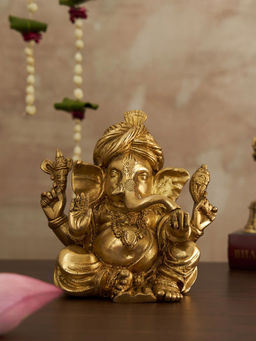 DecorTwist - Brass Lord Pagdi Ganesha Statue-Idol For Home Temple & Office