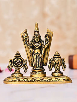 DecorTwist - Brass Handcrafted Balaji Shankh Chakra Namah Idol