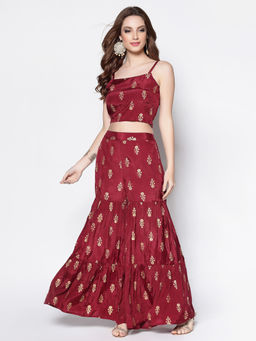 Sera - Maroon Printed Co-ord Set