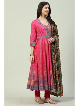 Biba - Pink Printed Suit (Set of 3)