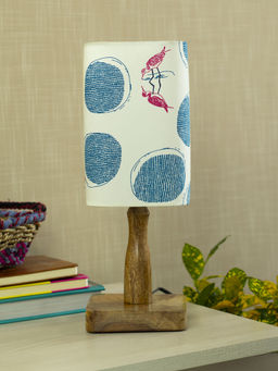 Voncasa - Wooden Table Lamp with Bird Print Shade
