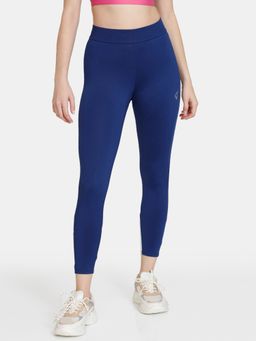 Zivame - Zelocity Mid Rise Quick Dry Leggings - Blue Depth