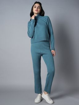 High Star - Self Design High Neck Acrylic Sweater With Trousers