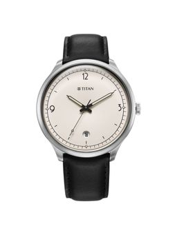 Titan - Men Timeless Off White Dial Leather Watch - 10023SL05 (M)