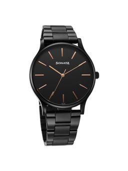 Sonata - Men Aspire 3 Black Dial Stainless Steel Watch - 77105NM11W (M)