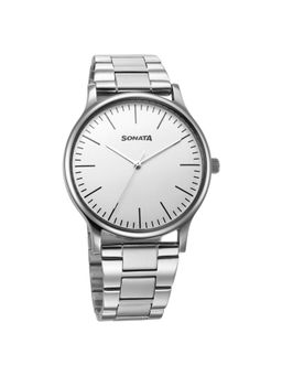 Sonata - Men Aspire 3 White Dial Stainless Steel Watch - 77105SM17W (M)