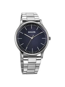 Sonata - Men Aspire 3 Blue Dial Stainless Steel Watch - 77105SM19W (M)