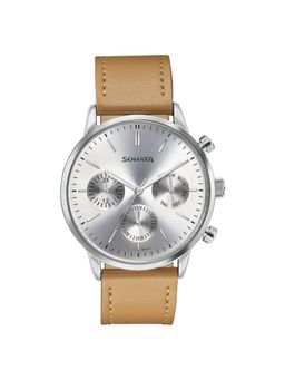 Sonata - Men 2.O Silver Dial Leather Watch - 77139SL01 (M)