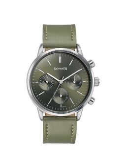Sonata - Men 2.O Green Dial Leather Watch - 77139SL02 (M)