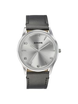 Sonata - Men 2.O Silver Dial Leather Watch - 77140SL01 (M)