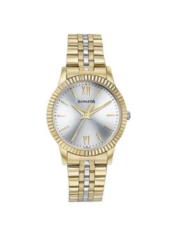 Sonata - Women Glam Gold Silver Dial Stainless Steel Watch - 87062BM01W (M)