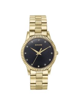 Sonata - Women Glam Gold Black Dial Stainless Steel Watch - 87062YM01W (M)