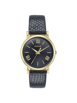 Sonata - Women Glam Gold Black Dial Leather Watch - 87063YL04W (M)