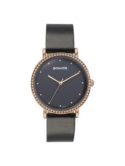 Sonata - Women 2.O Black Dial Leather Watch - 87066WL01 (M)