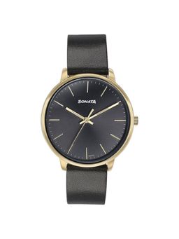Sonata - Women 2.O Black Dial Leather Watch - 87069YL01 (M)