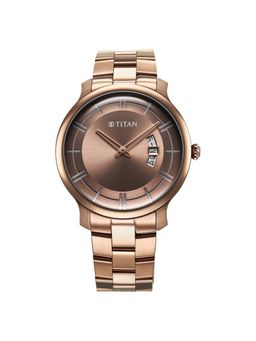 Titan - Men Classic Distincta Rose Gold Dial Stainless Steel Watch - 90170QM02 (M)