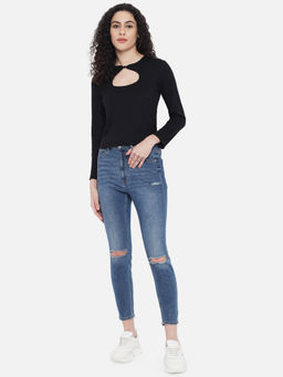Trend Arrest - Black Cut-out Rib Top