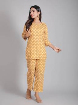 House of Gulab - Yellow Cotton Lounge Co-Ord Set