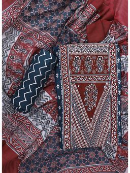 SALWAR STUDIO - Blue Printed Unstitched Dress Material (Set of 3)