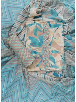 SALWAR STUDIO - Blue Dyed Unstitched Dress Material (Set of 3)