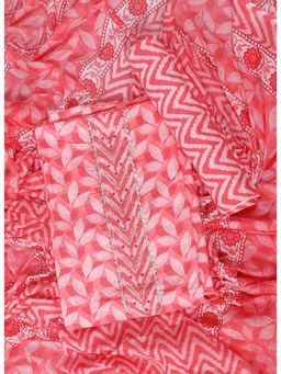 SALWAR STUDIO - Pink Printed Unstitched Dress Material (Set of 3)
