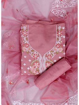 SALWAR STUDIO - Mauve Embroidered Unstitched Dress Material (Set of 3)