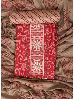 SALWAR STUDIO - Red Embroidered Unstitched Dress Material (Set of 3)