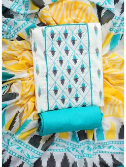 SALWAR STUDIO - Multi Embroidered Unstitched Dress Material (Set of 3)