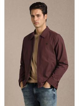 Louis Philippe - Men Casual Maroon Solid Jacket