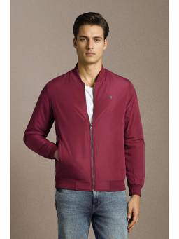 Louis Philippe - Men Casual Maroon Solid Jacket
