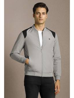 Louis Philippe - Men Casual Light Grey Solid Jacket