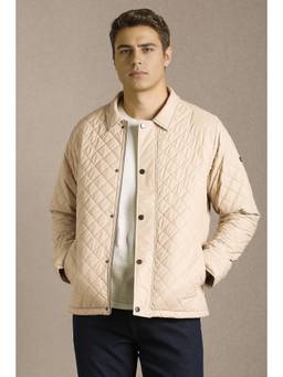 Louis Philippe - Men Casual Beige Solid Jacket