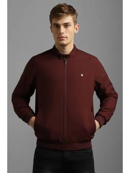 Louis Philippe - Men Casual Maroon Solid Jacket