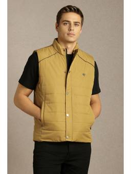 Louis Philippe - Men Casual Yellow Solid Jacket