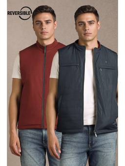 Louis Philippe - Men Casual Medium Grey Solid Reversable Jacket