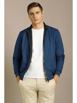 Louis Philippe - Men Casual Blue Solid Reversable Jacket
