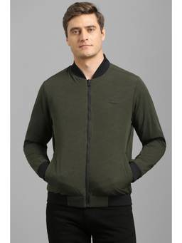 Louis Philippe - Men Casual Olive Solid Reversable Jacket
