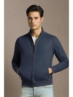 Louis Philippe - Men Casual Blue Solid Jacket