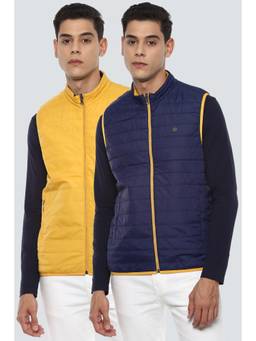 Louis Philippe - Men Casual Yellow Solid Jacket