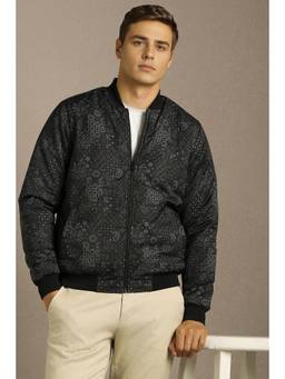 Louis Philippe - Men Casual Charcoal Printed Jacket