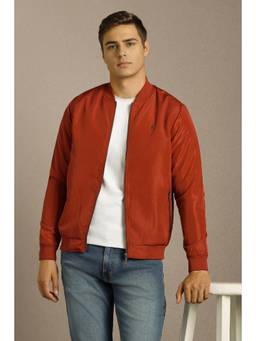 Louis Philippe - Men Casual Rust Solid Jacket