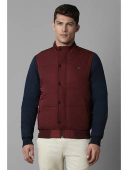 Louis Philippe - Men Casual Maroon Solid Jacket