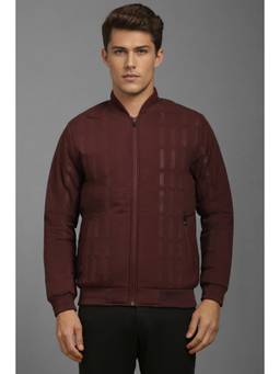 Louis Philippe - Men Casual Maroon Solid Jacket