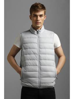 Louis Philippe - Men Casual Light Grey Solid Jacket