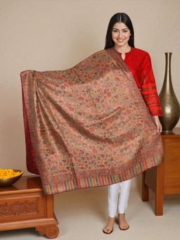 La Vastraa - Women Pure Wool Shawl with Kani Woven Design & Shimmer Shine Effect