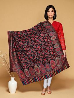 La Vastraa - Women Elegant Black Woven Party Shawl